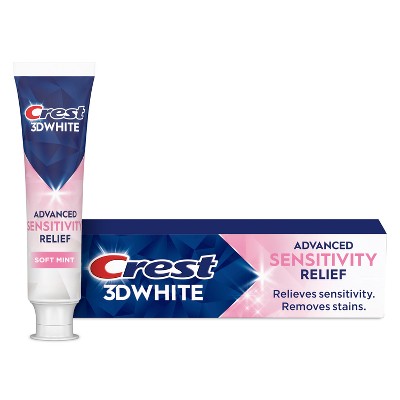 Crest 3D White Advanced Sensitivity Relief Fluoride Whitening Toothpaste - Mint - 3.3oz
