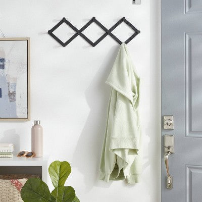 Accordian 10 Hooks Rail Matte Black - Brightroom: Wall Mounted Aluminum Hat & Coat Rack, Powder-Coated Finish