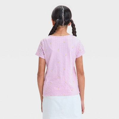 Girls' Pointelle 'Lemons' T-Shirt - Cat & Jack Light Purple XS