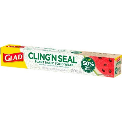 Glad Cling n Seal 50% Plant Based Food Wraps - 200 sq ft