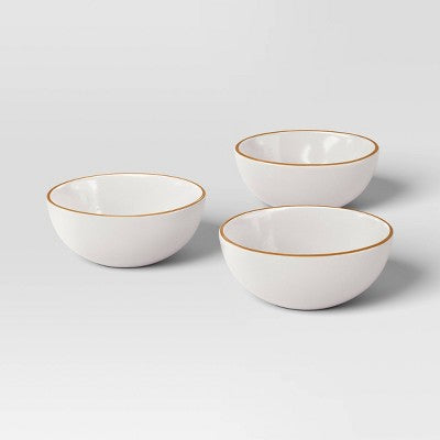 6.5 fl oz 3pk Stoneware Mini Dinner Bowl Set - Threshold