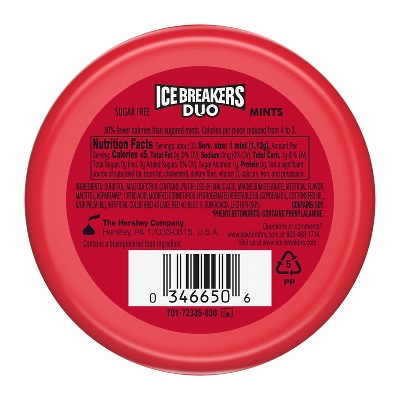 Ice Breakers Duo Strawberry Sugar Free Mint Candies - 1.3oz