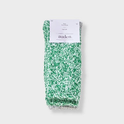 Women's Marled 2pk Cozy Crew Socks - Auden Green/Gray 4-10