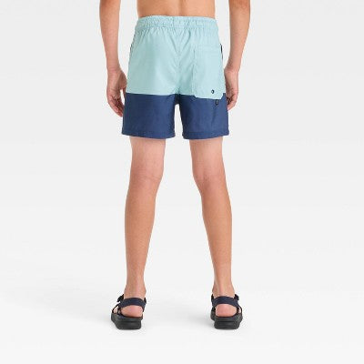 Boys' Quarter Striped Swim Trunks - art class Blue S