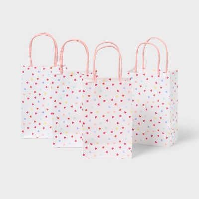 4ct XS Jr Tote Valentine's Day Colorful Hearts Gift Bags White - Spritz