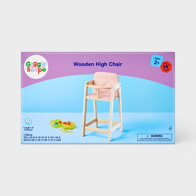 Baby Doll Wooden High Chair - Gigglescape: Fits All Doll Sizes, 2-Piece Set, Wood Material, Baby & Infant Theme