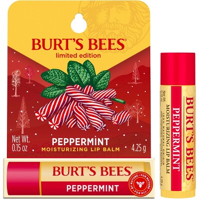 Burt's Bees Holiday Limited Edition Stocking Stuffer Moisturizing Lip Balm - Peppermint - 0.15oz: Paraben-Free, Sulfate-Free, Phthalate-Free