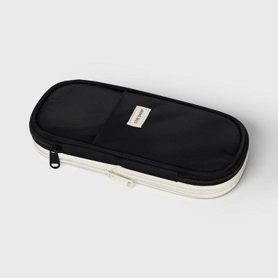 Double Zip Expandable Pencil Pouch Black/Ivory - up&up
