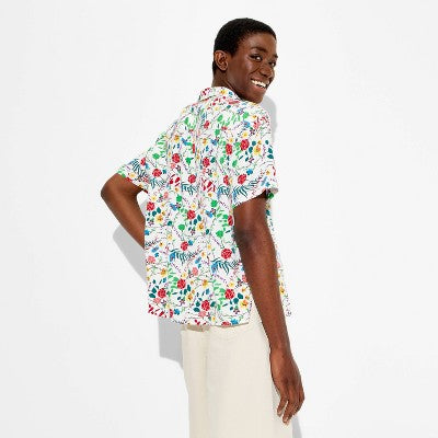 Pride Adult Short Sleeve Woven Top - Floral M