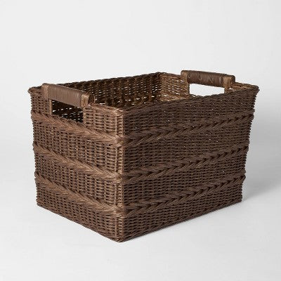 Rectangle Rattan Decorative Basket Dark Brown - Threshold designed with Studio McGee: FSC Certified Wicker Storage, Spot Clean (LOCAL PICKUP ONLY)