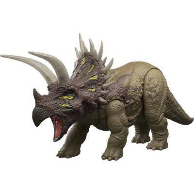 Jurassic World Wild Roar Triceratops Dinosaur Action Figure Toy, Sounds & Attack & Lights