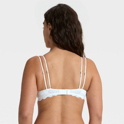 Women's Lace Lightly Lined Demi Bra - Auden White 38B