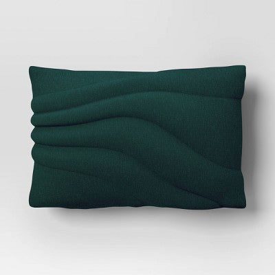 12" x 18" Lumbar Cotton Jersey Quilted Puff Throw Pillow Green - Room Essentials