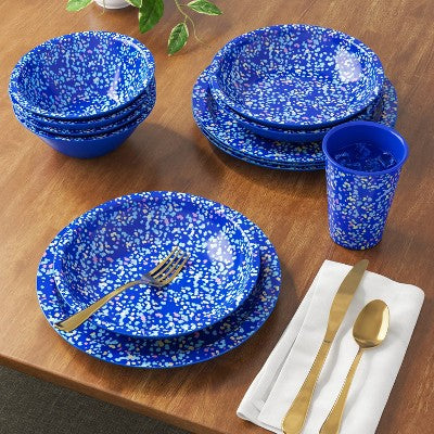 34oz Plastic Terrazzo Candid Cobalt Cereal Bowl Blue - Room Essentials