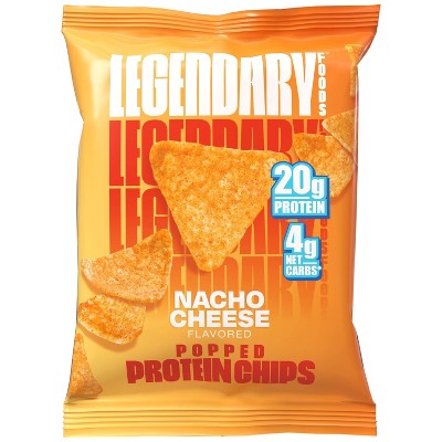 Legendary Foods Gluten Free and Keto Friendly Popped Protein Chips - Nacho Cheese - 4.8oz/4ct