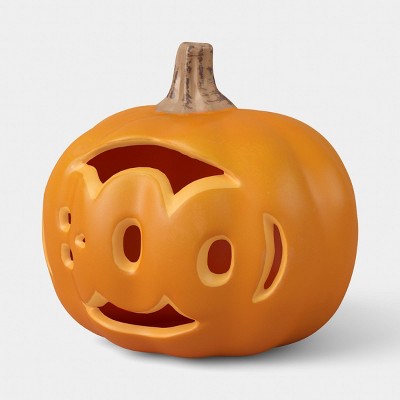 9" Lit Pumpkin Boo with Timer Decorative Prop - Hyde and EEK! Boutique