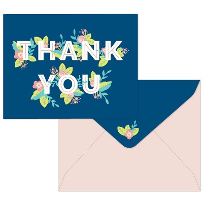 Green Inspired 10ct Hidden Flowers Thank You Cards: Floral Stationery Pack with Envelopes, Blank Inside, Multicolor