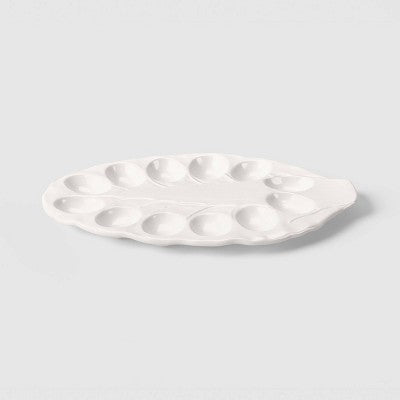 14" Stoneware Radicchio Egg Plate White - Threshold