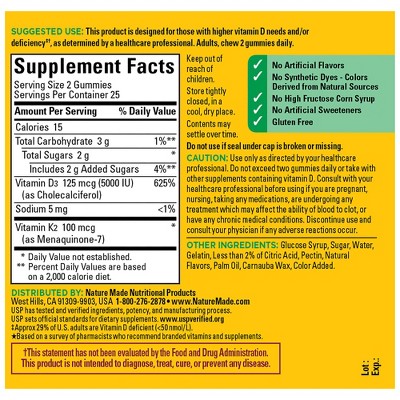 Nature Made D3+K2 Gummies - 50ct