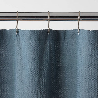 Waffle Weave Shower Curtain Dark Blue- Threshold