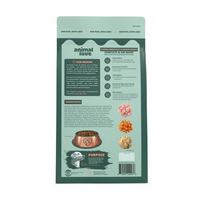 Animal Love High Protein Dry Dog Food with Real Chicken Brown Rice and Pumpkin - 5lbs