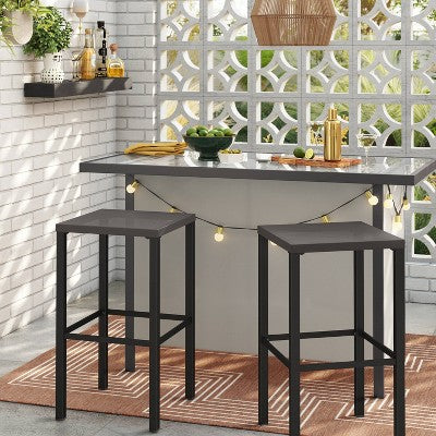 2pk Store & Serve Outdoor Patio Counter and Bar Stools Black - Room Essentials: Weather-Resistant Steel Frame, 250lb Capacity (LOCAL PICKUP ONLY)