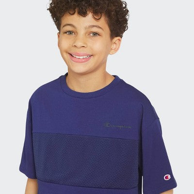Champion Boys' Oversized Mesh Panel T-Shirt - Dark Blue L