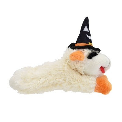Multipet Lamb Chop with Hat, Paws and Ears Dog Interactive Plush Toy - White/Orange/Black