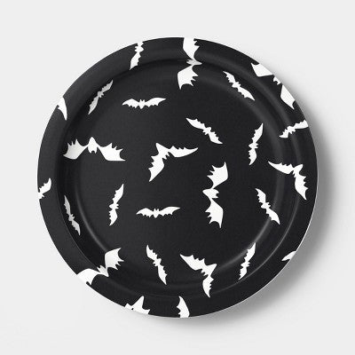 8.5" Halloween Melamine Bats Salad Plate Black - Hyde and EEK! Boutique