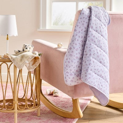 Rayon from Bamboo Jersey Quilted Blanket - Leopard - Purple - Cloud Island