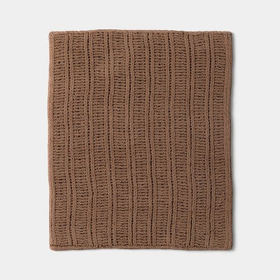 Chunky Chenille Rib Knit Throw Brown - Threshold