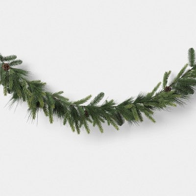 6' Christmas Unlit Icy Glitter Mixed Green with Pinecones Garland - Wondershop (LOCAL PICKUP ONLY)
