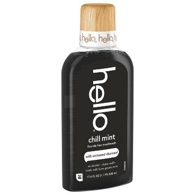 hello Alcohol Free Mouthwash with Activated Charcoal Fluoride Free Mouthwash - Chill Mint - 17.6 floz