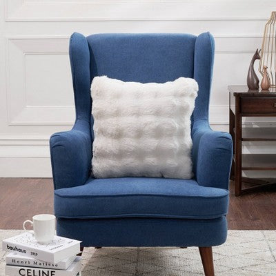 20" Bubble Faux Fur Square Indoor Throw Pillow Ivory