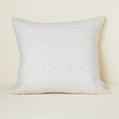 Euro Dove Stitch Quilt Sham Off-White - Opalhouse designed with Jungalow: Cotton Voile, Machine Washable, No Flange