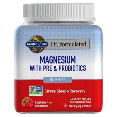 Garden of Life Dr. Formulated Magnesium Vegan Gummies - 40ct: Non-GMO, NSF Certified, Raspberry Flavored