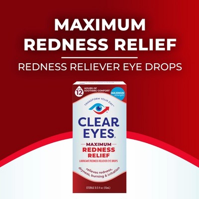 Clear Eyes Maximum Strength Eye Drops for Redness Relief, Dryness, Burning, & Irritation - 0.5 fl oz