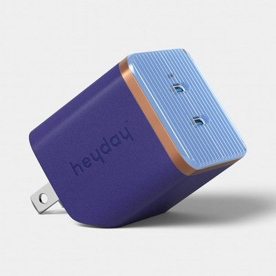 Wall Charger 2 Port USB-C + USB-C 40W - heyday Fluted Future Dusk Blue