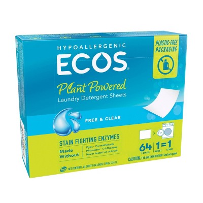 ECOS Laundry Detergent Sheets - Free & Clear - 7.9oz/64 loads