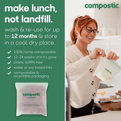 Compostic 100% Compostable Sandwich Bags - 50ct