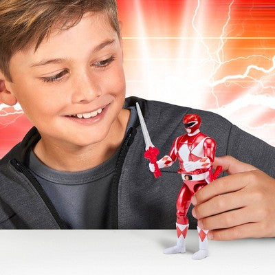Mighty Morphin Power Rangers Re-Ignition Auto-Morphin 6pk Battle Set with Red, Blue, Pink, Yellow, Black Rangers + Exclusive Goldar