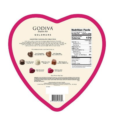 Godiva Valentine's Goldmark Assorted Chocolate Heart Box Candy - 4oz