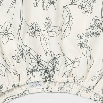 Twin/Twin XL Easy Care Cotton Blend Sateen Fitted Sheet Gray Floral - Room Essentials: 225 Thread Count, Eco-Friendly Materials