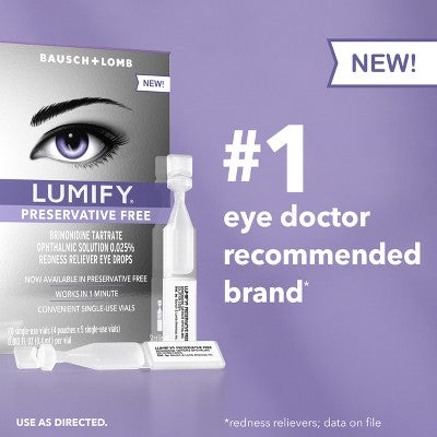 Lumify Eye Drops for Redness Relief - Preservative Free Vials - 20ct