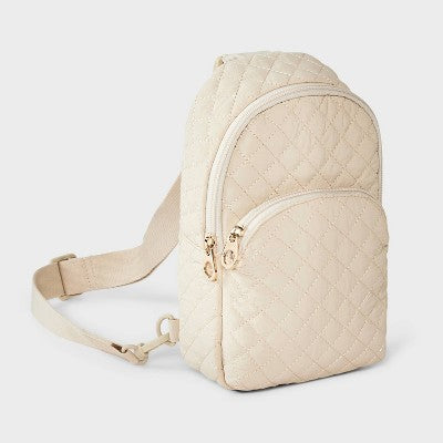Quilted Sling Crossbody Bag - Universal Thread Beige