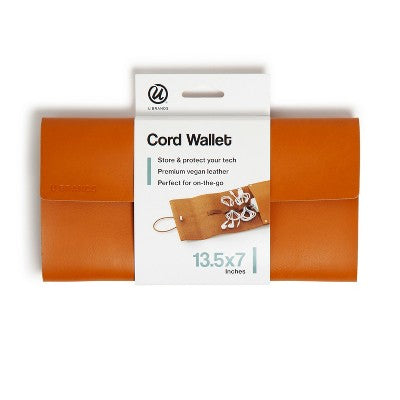 U Brands 13.5"x5" Cord Wallet Acorn: Faux Leather Dust-Resistant Electronics Case with Interior Pocket