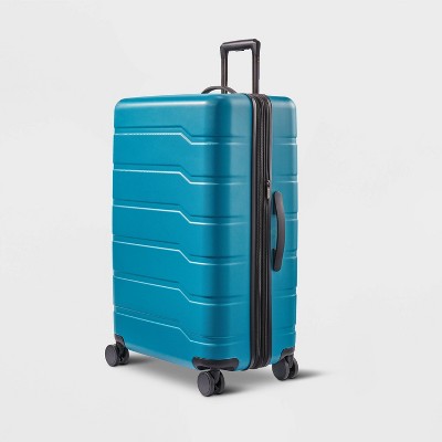 Hardside Large Checked Suitcase Teal - Open Story (LOCAL PICKUP ONLY)