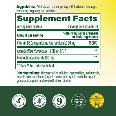 MegaFood Baby & Me Prenatal Probiotic + Prebiotic Shelf Stable Capsules - 2: 10 Billion CFU, Unflavored Formula