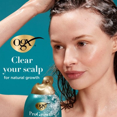 OGX ProGrowth + Peptide Clarifying Hair Shampoo - Scalp Exfoliant - 13 fl. oz: Liquid Formula, Damage Repair, All Hair Types