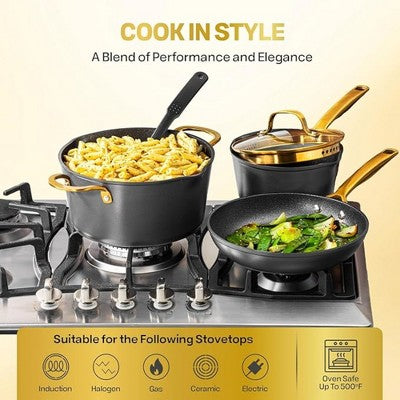 Granitestone Armor Max Gold 14 Piece Nonstick Hard Anodized Cookware set with Utensils (LOCAL PICKUP ONLY)